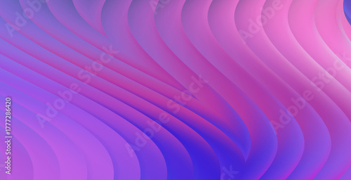 Abstract purple pink neon gradient fractal glass background with curved lines smooth wave pattern modern futuristic backdrop design for tech wallpaper banner