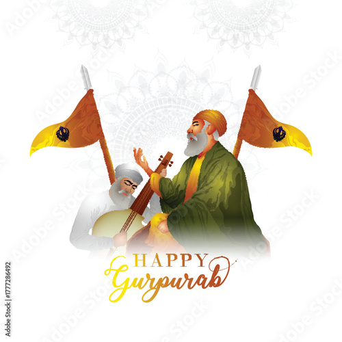 Happy guru nanak jayanti celebration greeting card