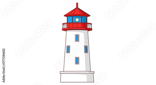 Cartoon depiction of a guiding beacon on a crisp white isolated backdrop illustration