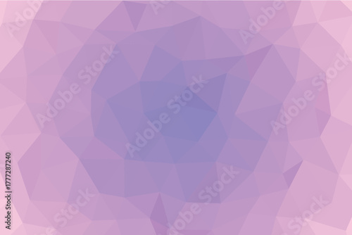 Soft polygon abstract background with gentle purple and pink circular gradient tones. Modern low poly geometric design perfect for web, print, and elegant digital creative projects.
