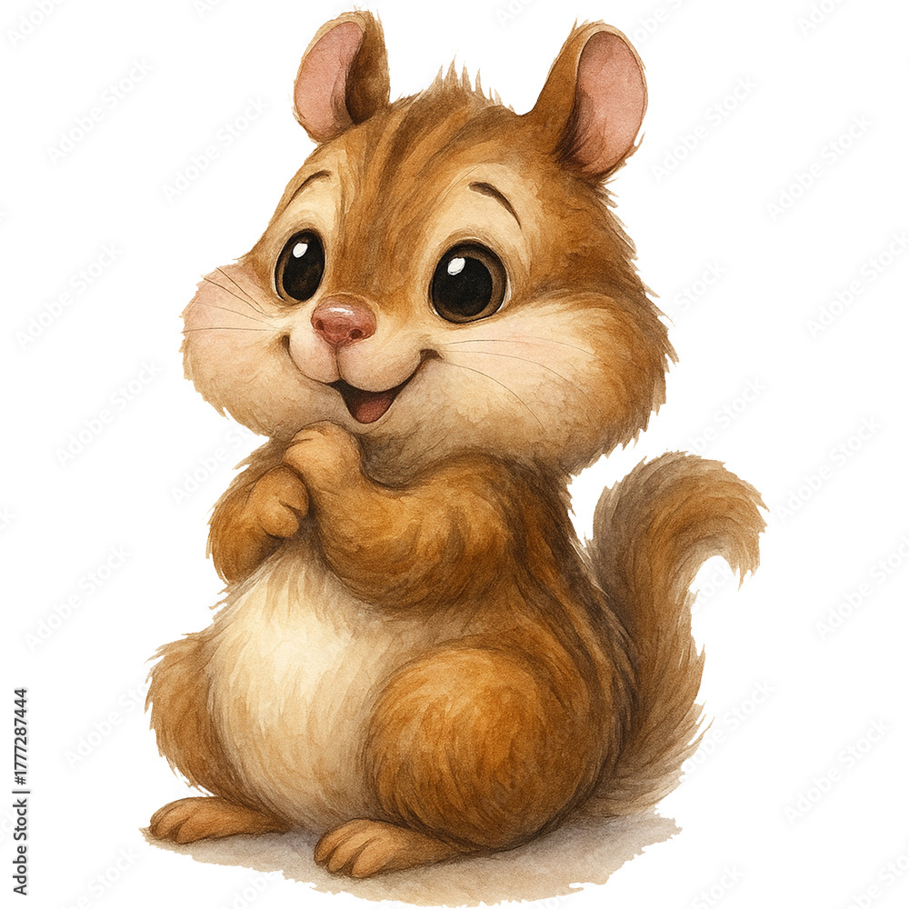 Fototapeta premium Nervous Chipmunk, funny watercolor Chipmunk clipart, baby Chipmunk Stickers, Whimsical cute Chipmunk, sarcastic animal decor 