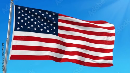 Wallpaper Mural A vibrant, waving American flag against a clear blue sky, symbolizing patriotism, freedom, and national pride, perfect for commemorative events and national holidays Torontodigital.ca