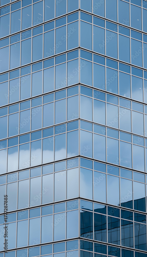 Obraz premium Tall Glass Skyscraper Against Blue Sky