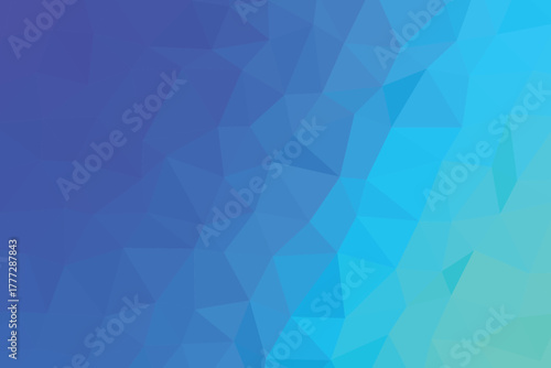 Bright polygon abstract background with smooth blue, cyan, and green gradient tones. Modern geometric low poly texture perfect for web, print, and digital creative design projects.
