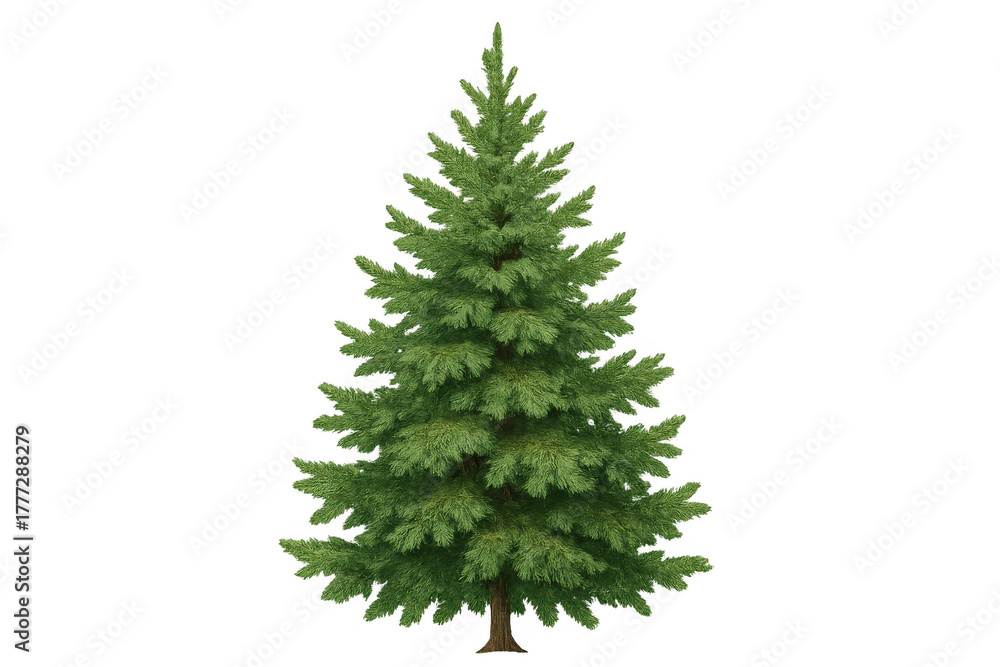 Obraz premium Green spruce tree, evergreen conifer for christmas, winter, holiday seasons, nature, and forestry concepts on transparent background