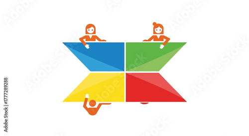Team Collaboration and Cross Functional Partnership Abstract Icon in Four Colors