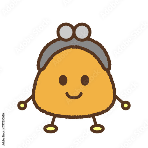 キャラクター風の単品アイコンイラスト　ガマ口財布