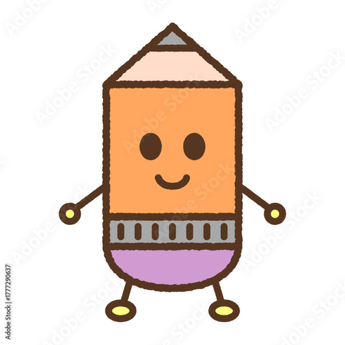 キャラクター風の単品アイコンイラスト　消しゴム付き鉛筆