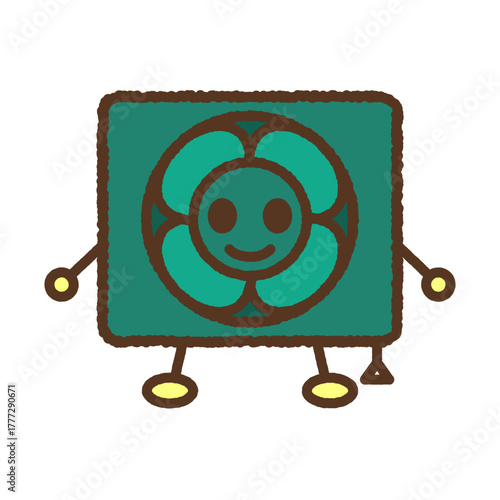 キャラクター風の単品アイコンイラスト　換気扇