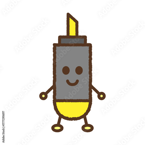 キャラクター風の単品アイコンイラスト　蛍光ペン