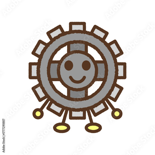 キャラクター風の単品アイコンイラスト　歯車
