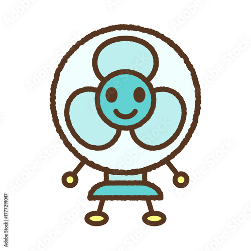 キャラクター風の単品アイコンイラスト　扇風機