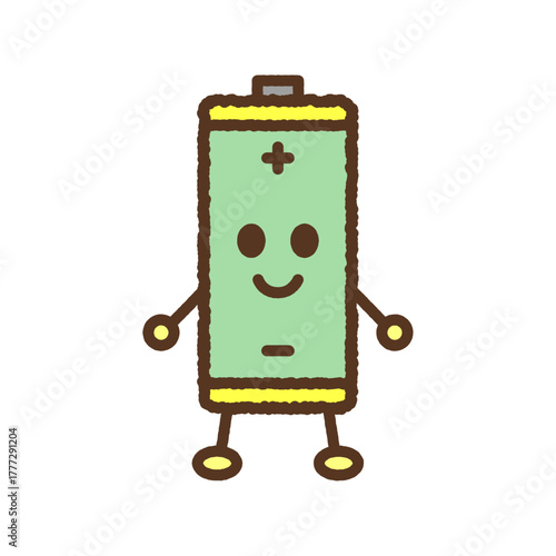 キャラクター風の単品アイコンイラスト　乾電池