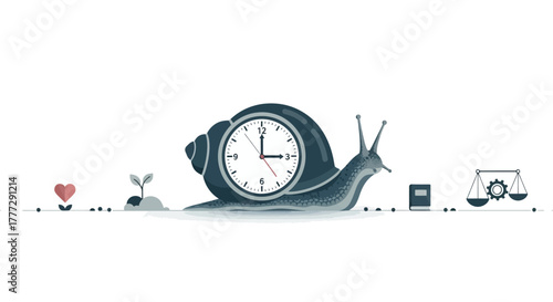 Conceptual artwork illustrating the slow and steady progress towards goals and achieving balance