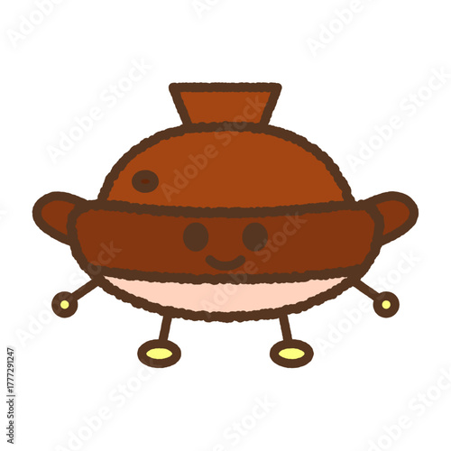 キャラクター風の単品アイコンイラスト　土鍋