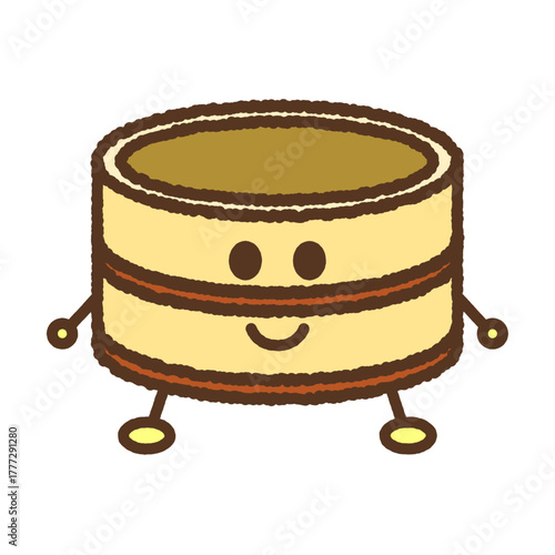 キャラクター風の単品アイコンイラスト　風呂桶