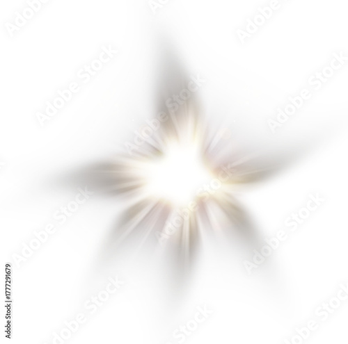 Bright white starburst explosion of light radiating outwards against a transparent background