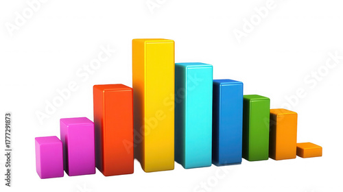 Free Download Colorful bar graph showing business growth and financial data on transparent background - GFXLoad