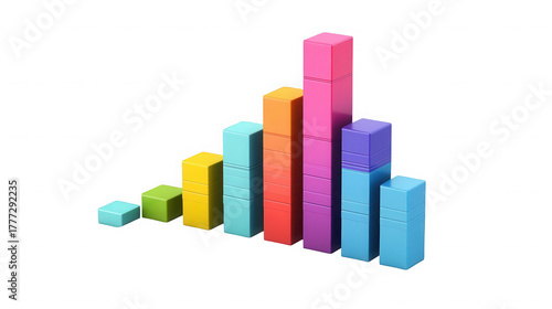 Colorful bar graph showing growth and success on a black studio background on transparent background Free Download Colorful bar graph showing growth and success on a black studio background on transparent background - GFXLoad
