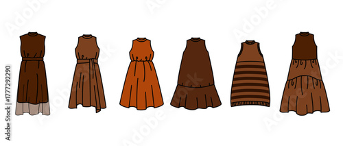 ブラウン系ワンピースコレクション　秋冬レディースファッション