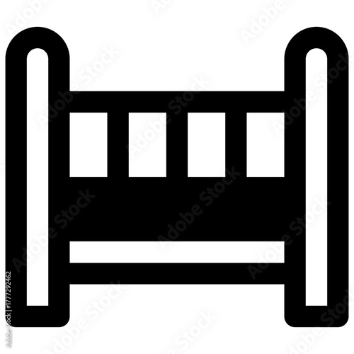Cot. Outlined stroke vector icon with black-filled details.