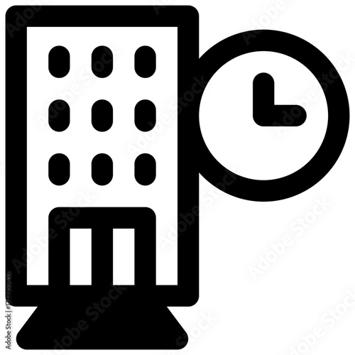 Microstay hotel. Outlined stroke vector icon with black-filled details.