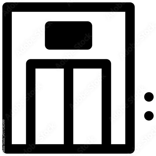 Elevator. Outlined stroke vector icon with black-filled details.