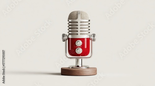 retro microphone on red background