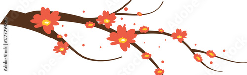 Branch Flower Lunar New Year Illustration