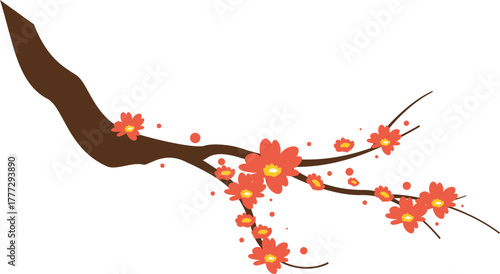 Branch Flower Lunar New Year Illustration