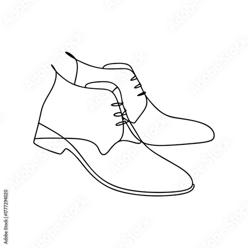 Minimalist continuous line drawing of classic men's boots