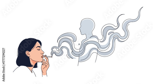 Conceptual illustration visualizing the harmful effects of smoking on one's health and well being