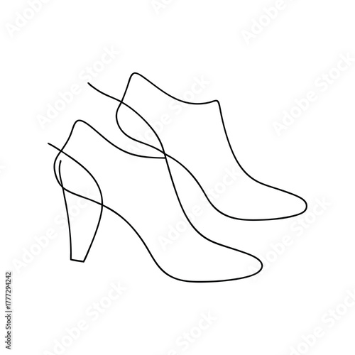 Continuous line drawing minimalist high heel ankle boots vector