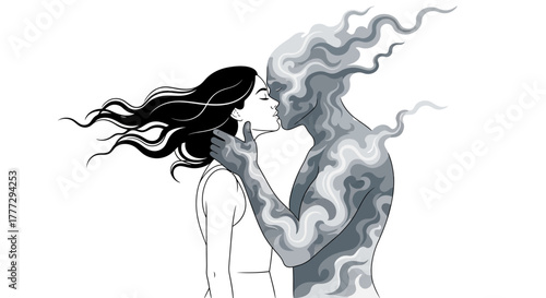Illustrative representation of love and transformation depicting connection and emotion through