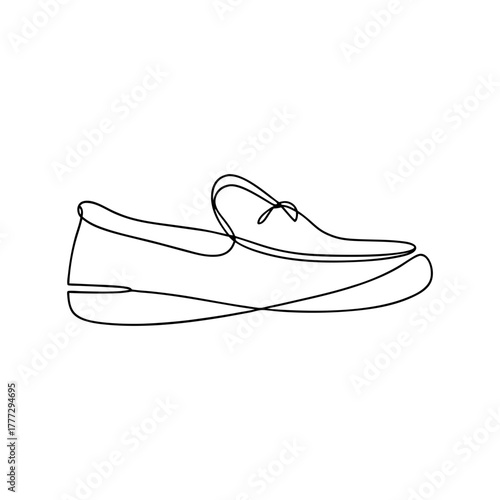 Continuous line drawing of a stylish leather loafer shoe