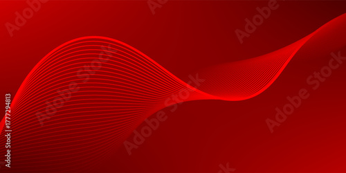 Elegant red vector background with flowing curved lines creating a smooth wave effect. Ideal for modern designs, tech themes, and dynamic visual compositions.