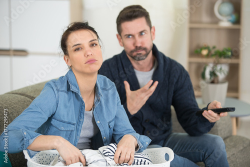 Photos arguing couple at home