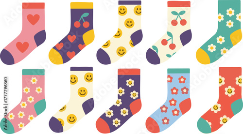 Fun Colorful Socks Vector Fashion Illustration Design