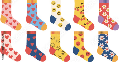 Cute Colorful Socks Pattern Vector Illustration Design