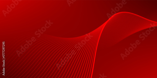Elegant red vector background with flowing curved lines creating a smooth wave effect. Ideal for modern designs, tech themes, and dynamic visual compositions.