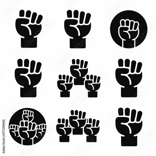 Power and Solidarity Fist Icon Set