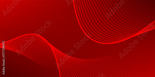 Elegant red vector background with flowing curved lines creating a smooth wave effect. Ideal for modern designs, tech themes, and dynamic visual compositions.