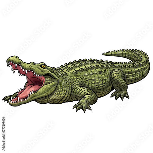 Wallpaper Mural Ferocious Cartoon Crocodile With Wide Open Mouth and Visible Sharp Teeth Torontodigital.ca