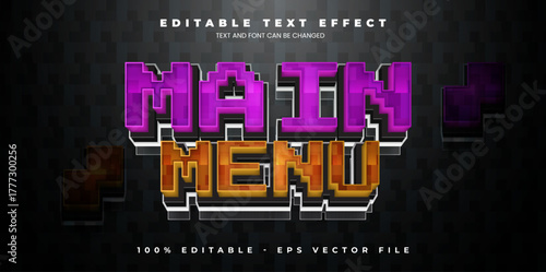 Main Menu editable text effect in modern trend style