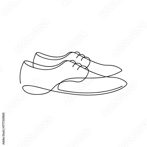 Continuous line drawing of men's elegant dress shoes footwear