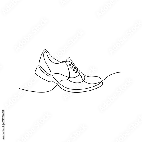 Continuous line art drawing of a professional men's dress shoe