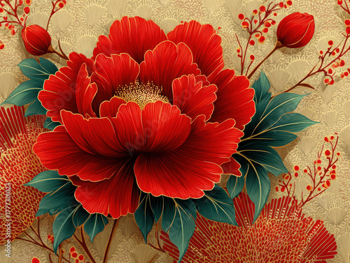 chinese new year flower pat...