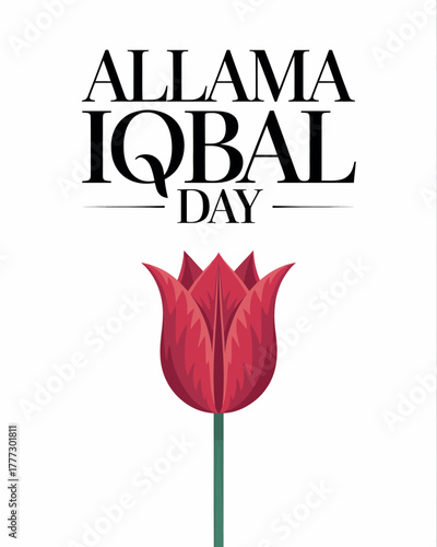 Allama Iqbal Day Commemoration with Red Tulip Symbol