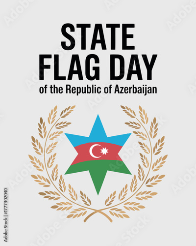 State Flag Day Azerbaijan Republic National Celebration Poster