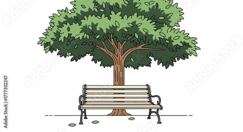 Serene bench beneath a tranquil canopy offers a peaceful respite in natural harmony